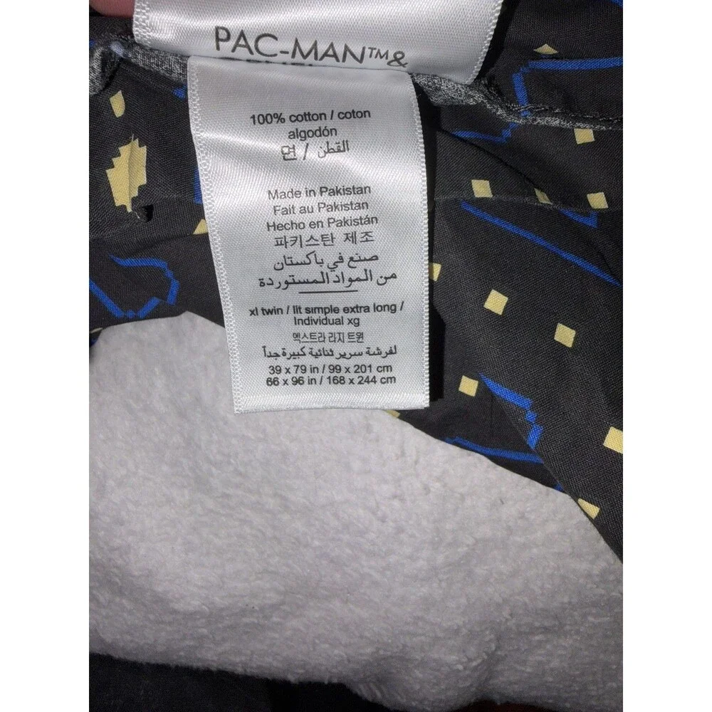 Pottery Barn Teen Pac-Man Full Flat Sheet pillowcase Organic Cotton Glow In Dark